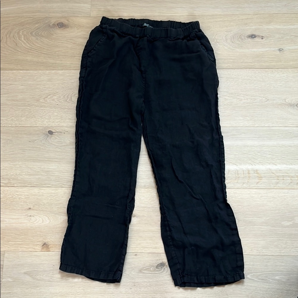 Relaxed Black Linen Pants